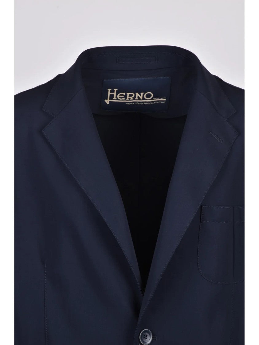 Herno Blue Polyamide Elastane Stretch Nylon Jacket