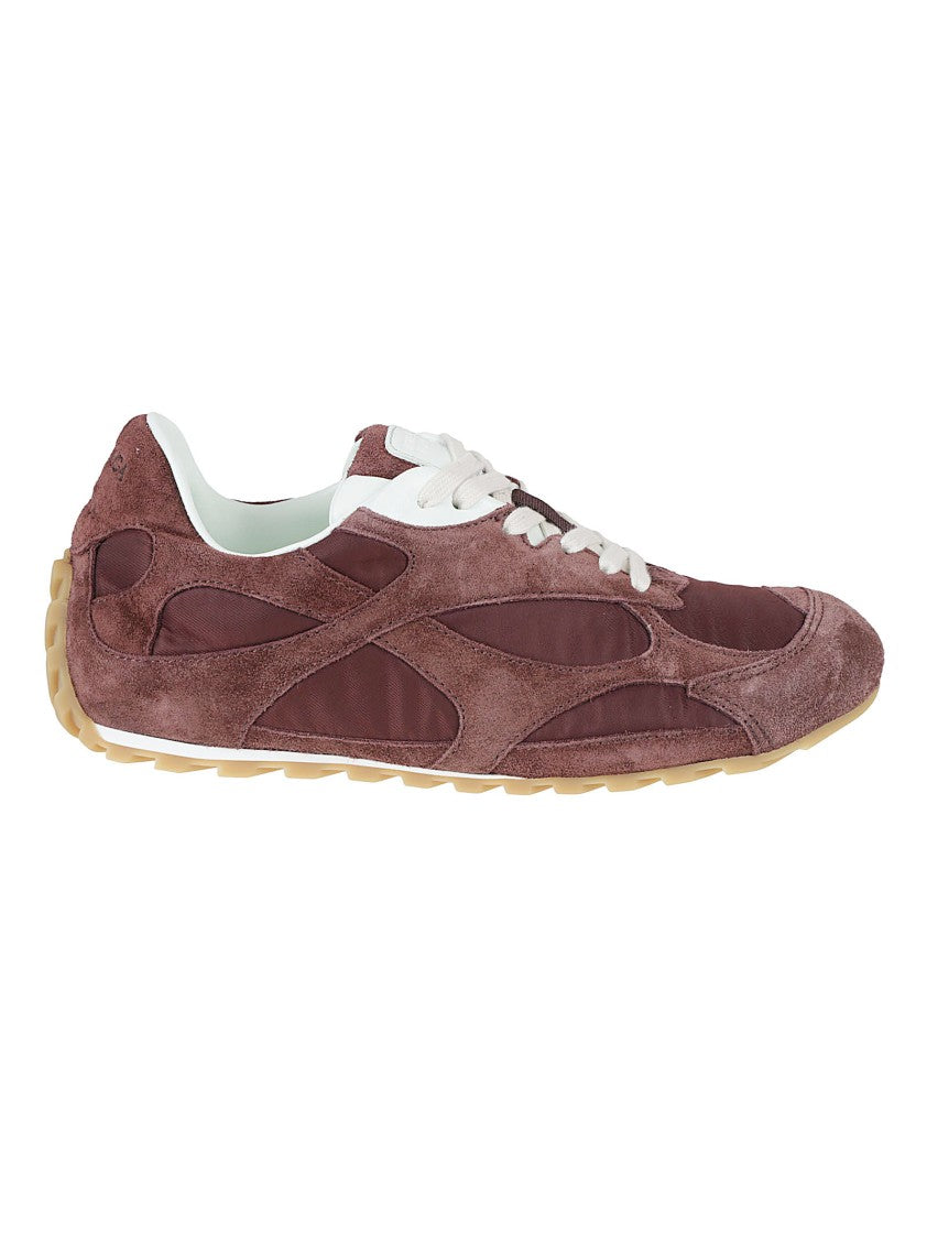 Bottega Veneta Low-Profile Burgundy Leather Suede Sneakers