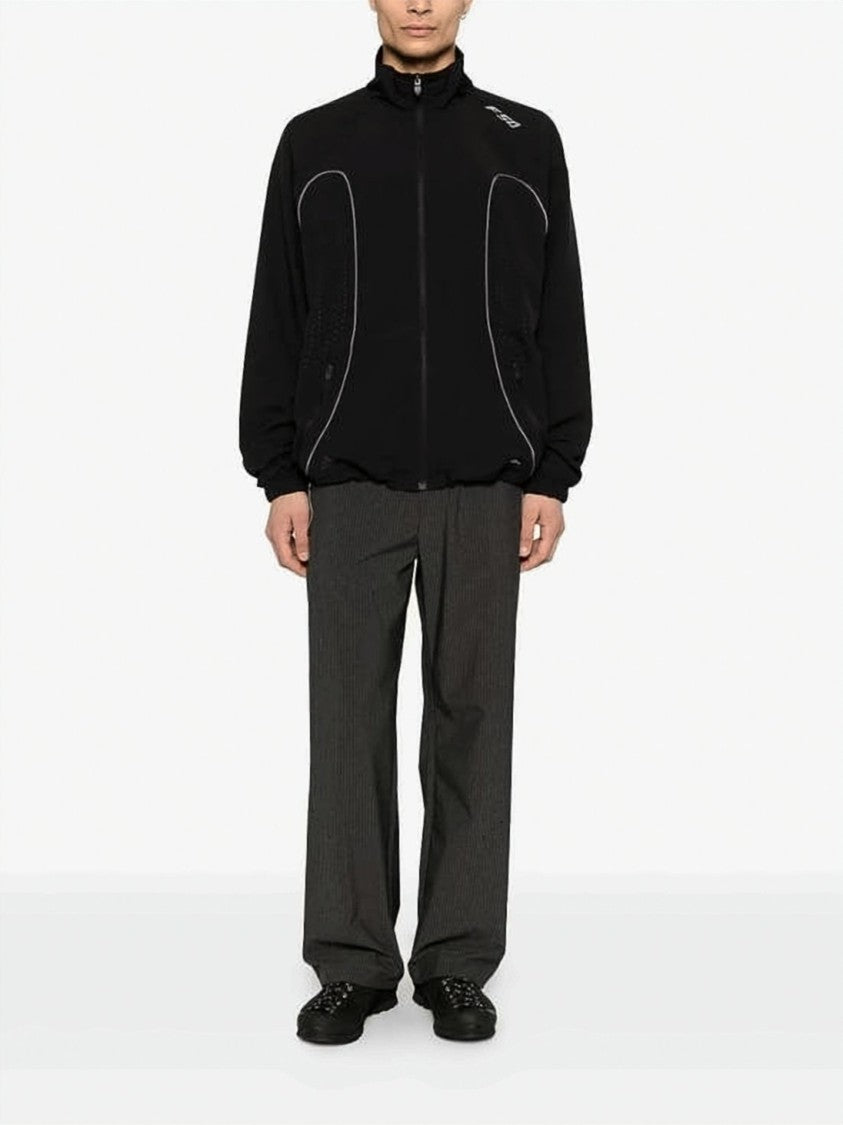 Adidas Black High-Collar Reflective Piping Jacket