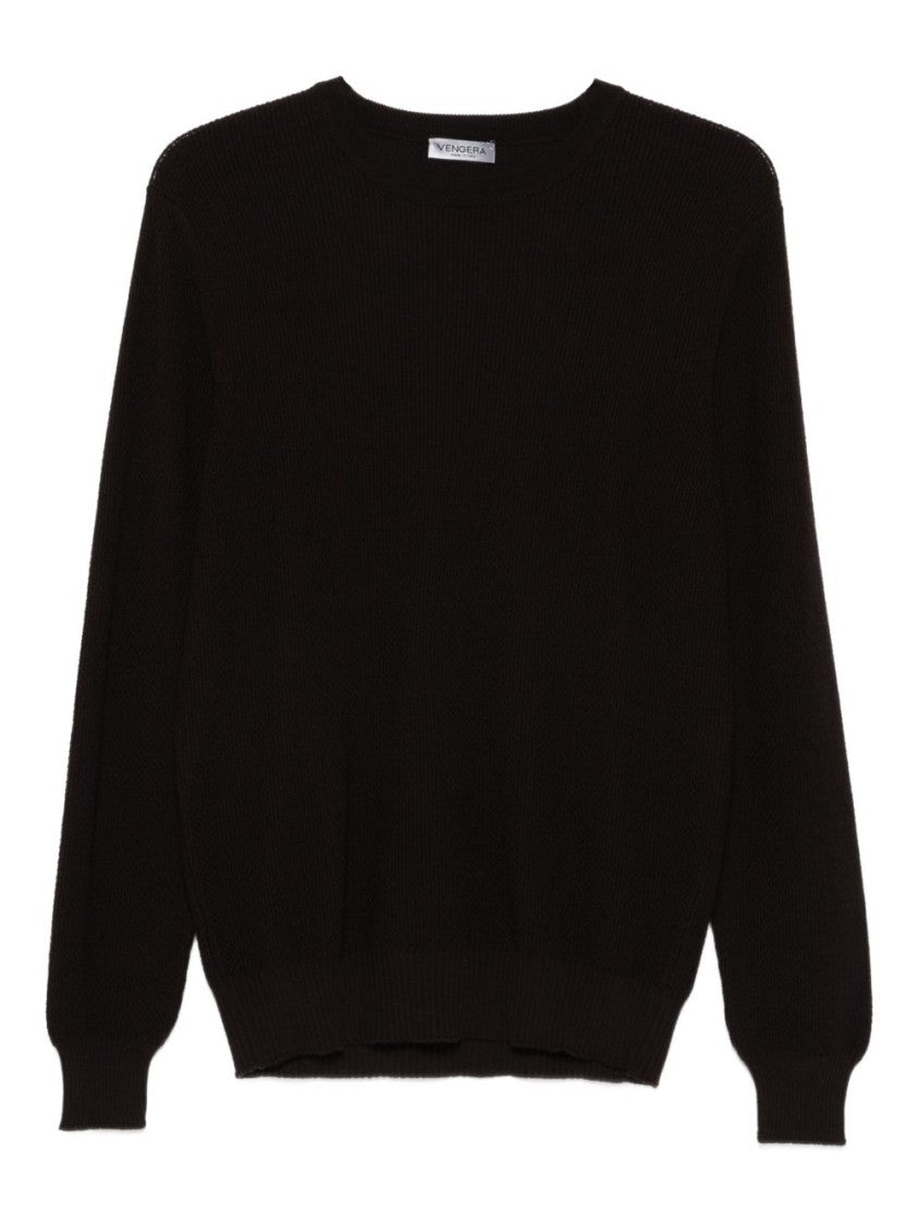 Vengera Black Crew Neck Sweater In /Virgin Wool