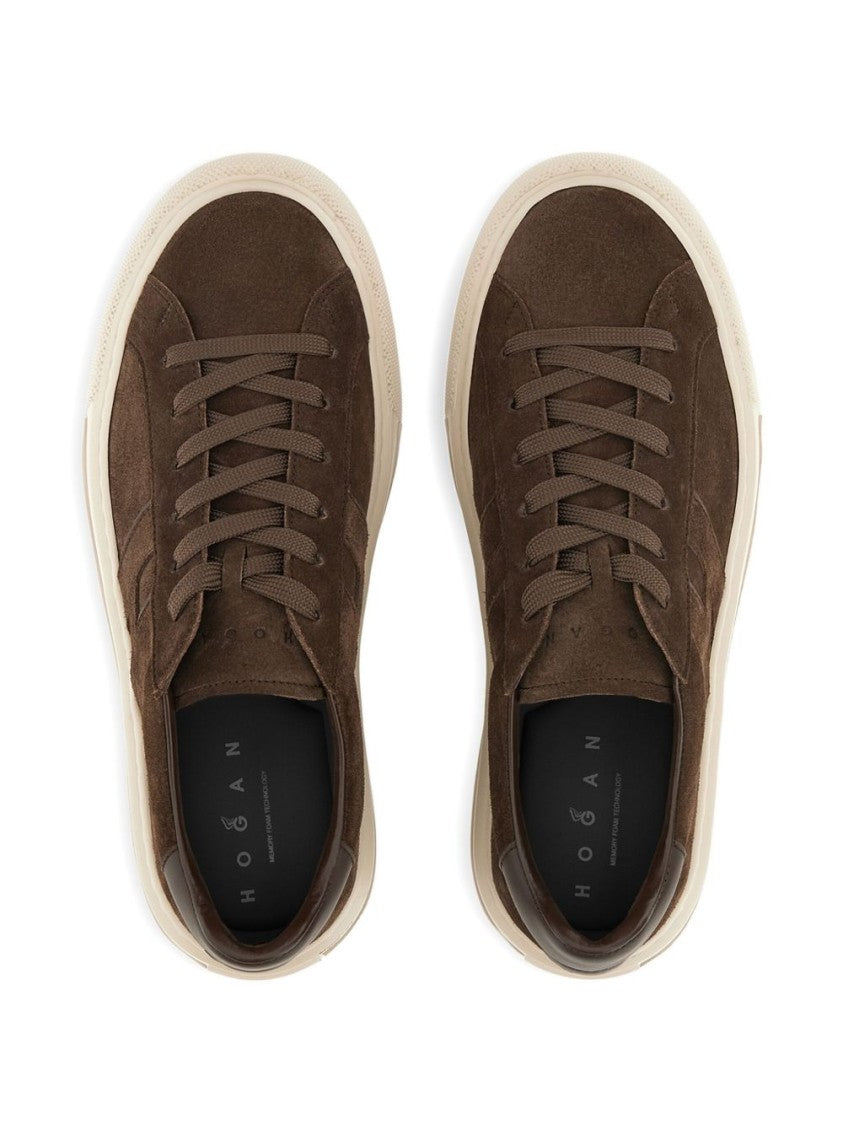 Hogan Brown Suede Sneakers With Contrast Sole