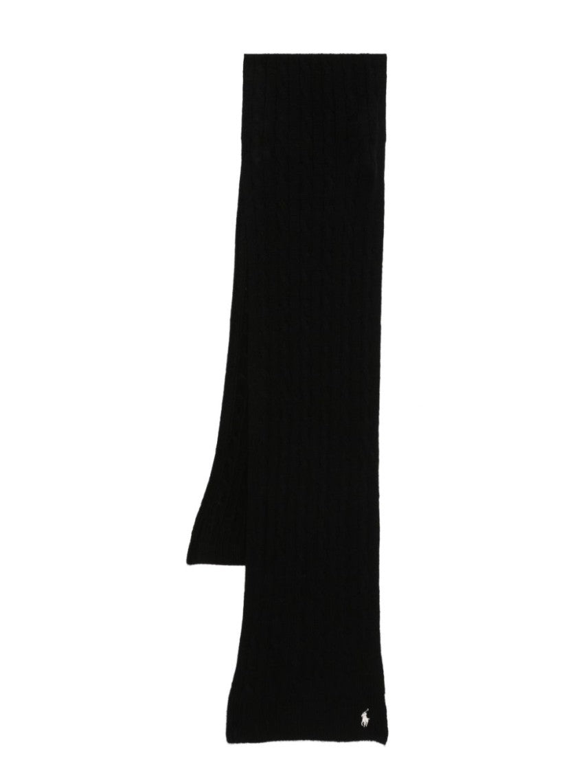 Polo Ralph Lauren Wool And Cashmere Blend Black Scarf