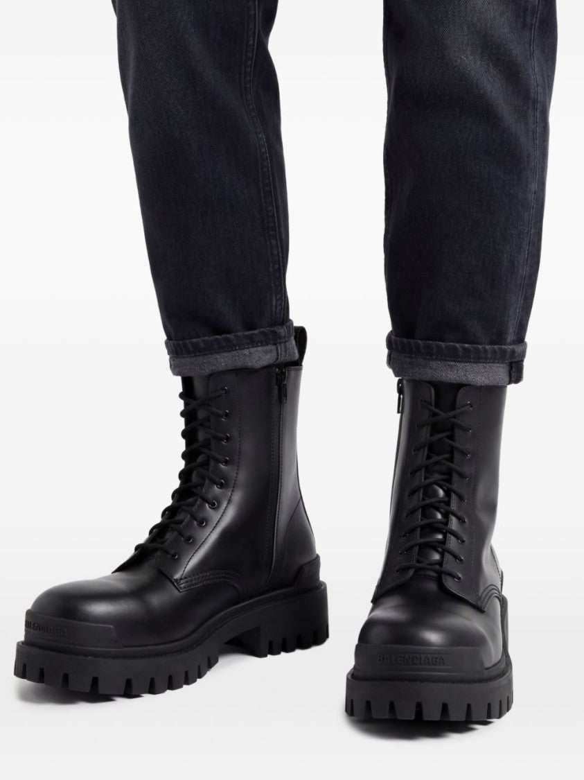 Balenciaga Black Leather Maxi Rubber Sole Boots