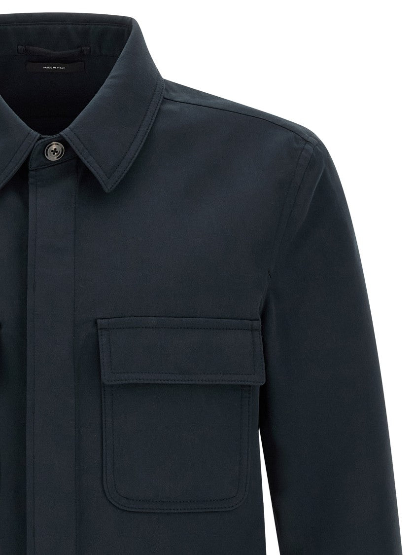Tom Ford Heavy Cotton Twill Overshirt With Concealed Button Closure And Side Slits