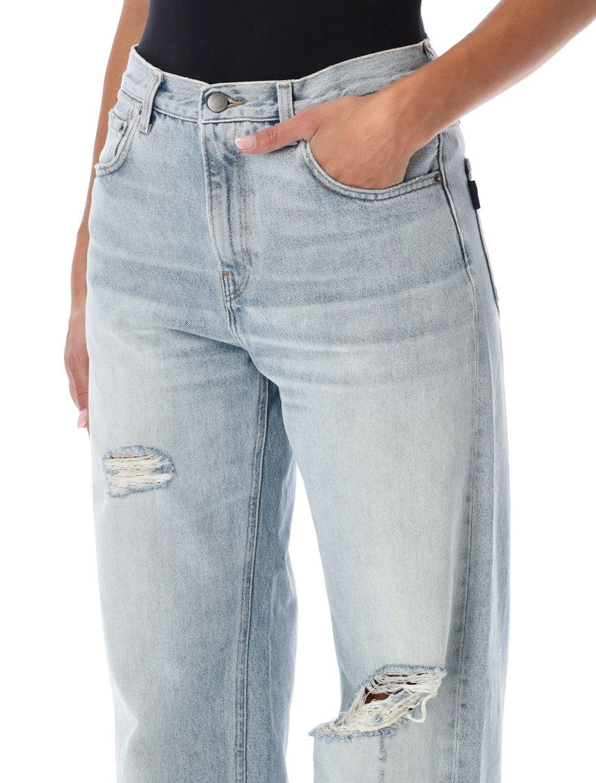 Haikure Straight-Leg Denim Jeans With Distressed Details And Mid-Rise Waist