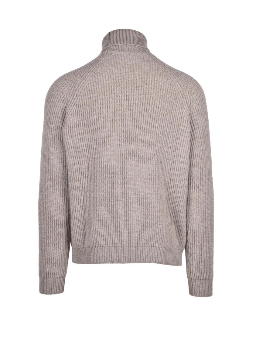 Alpha Studio High Neck Sweater In Fine Wool And Cashmere Blend