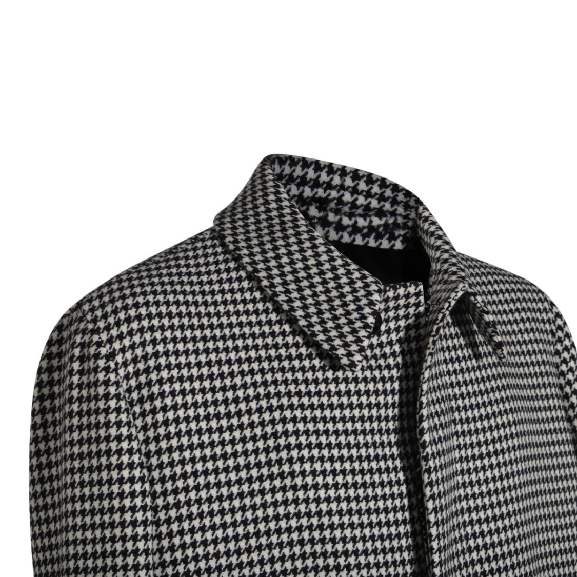 Lardini Houndstooth Pattern Long Coat With Structured Collar