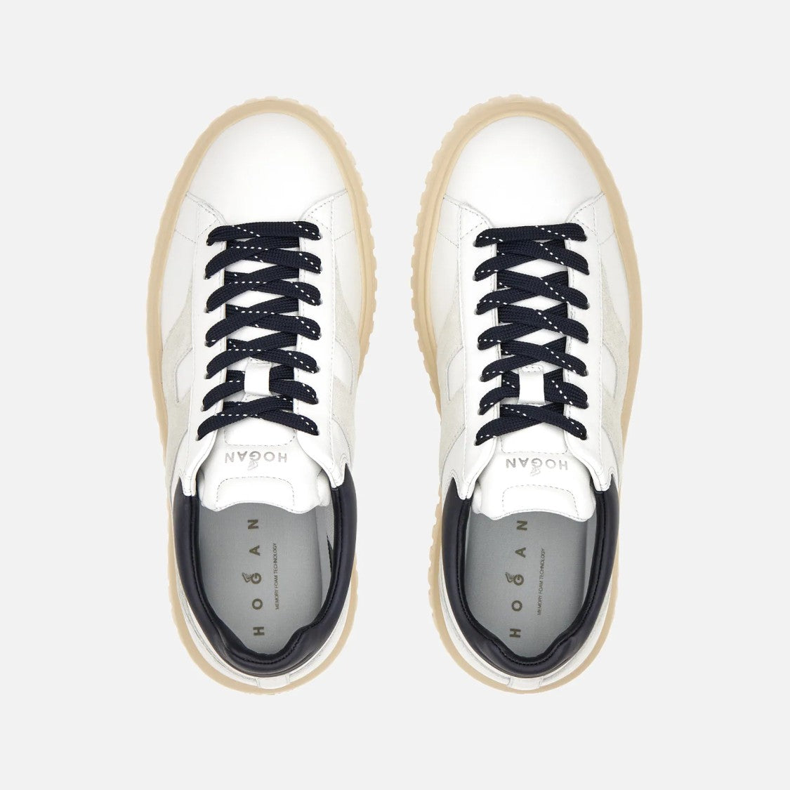 Hogan H-Stripes Leather Lace-Up Sneakers With Contrasting Accents