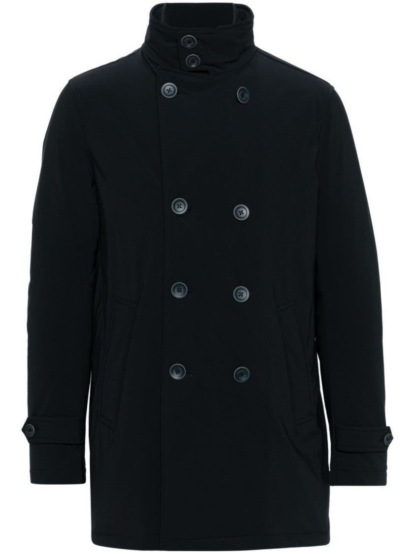 Herno Double-Breasted Peacoat With Raised Collar
