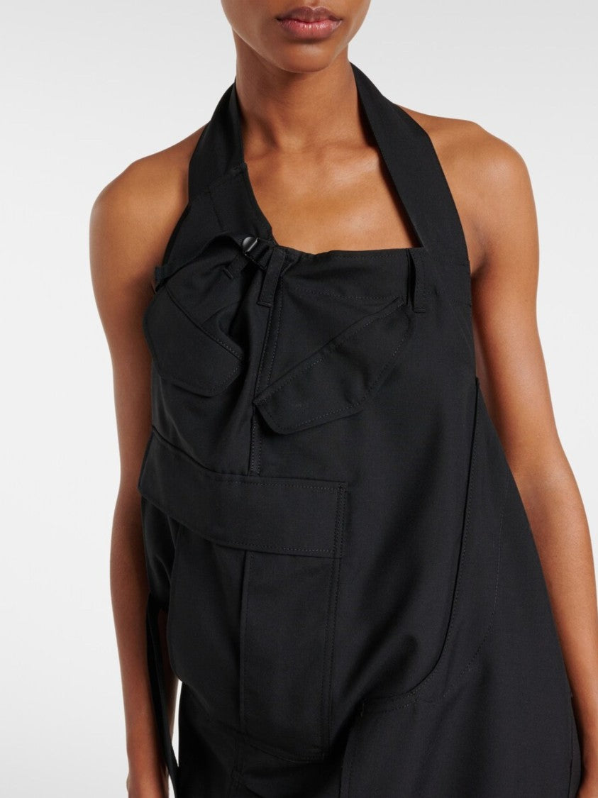 Junya Watanabe Black Halterneck Utility Pockets Midi Dress