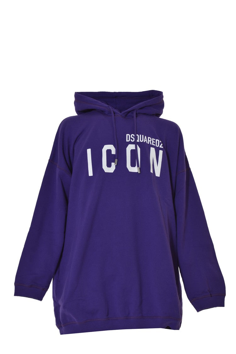 Dsquared2 Purple Cotton Icon Maxi Hoodie