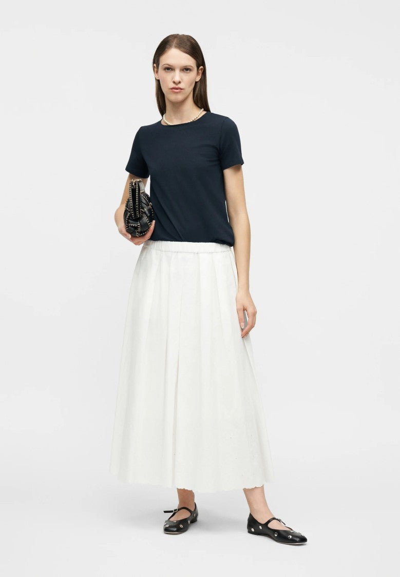 Max Mara White Cotton Linen Midi Skirt