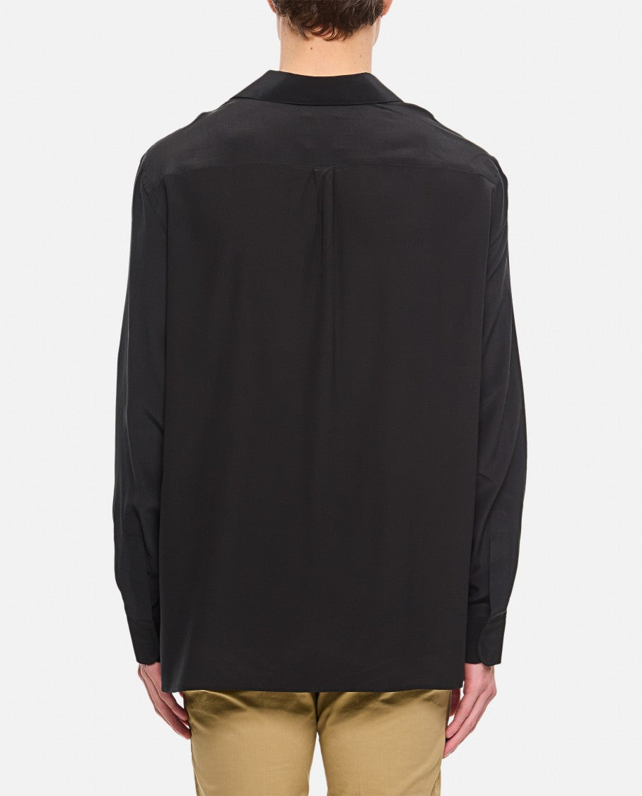 Givenchy Pleated Front Black Shirt With Classic Collar