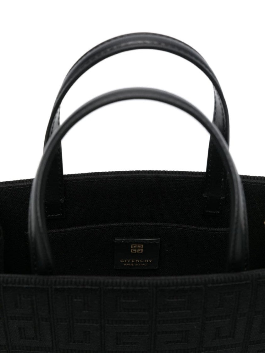 Givenchy Black Canvas Tote Bag With Signature 4G Embroidery