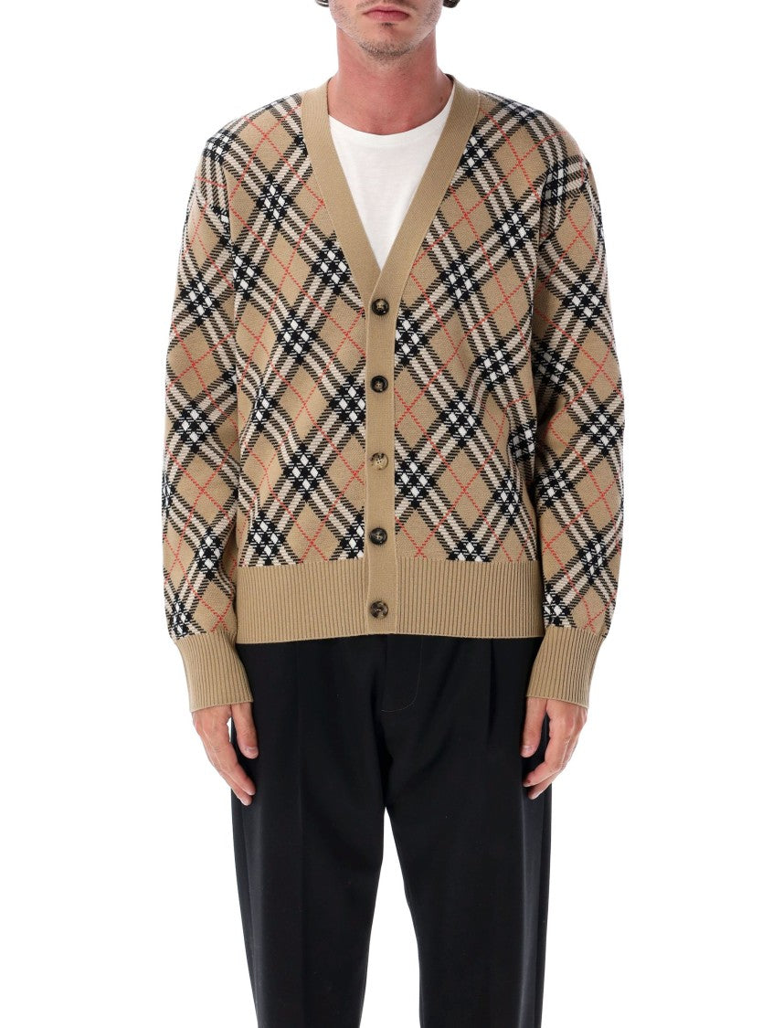 Burberry Button-Up Cardigan With Classic Checkered Pattern