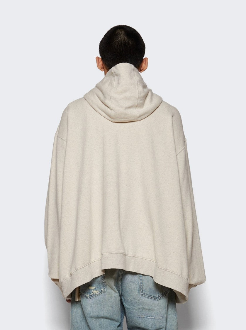 Maison Margiela Ecru Melange Zip-Up Sweat Jacket With Drawstring Hood