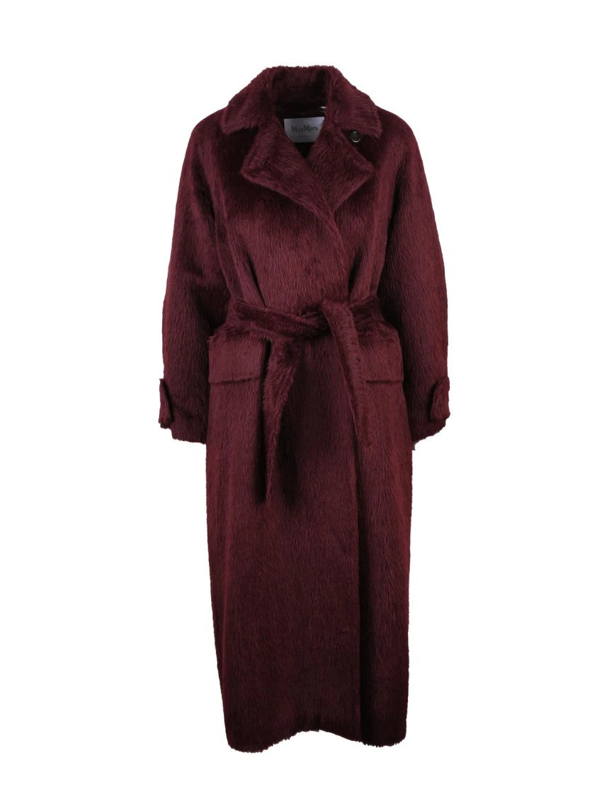 Max Mara Belted Red Alpaca And Wool Albata Coat