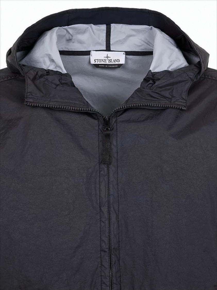 Stone Island Matte Finish Black Casual Jacket With Hood