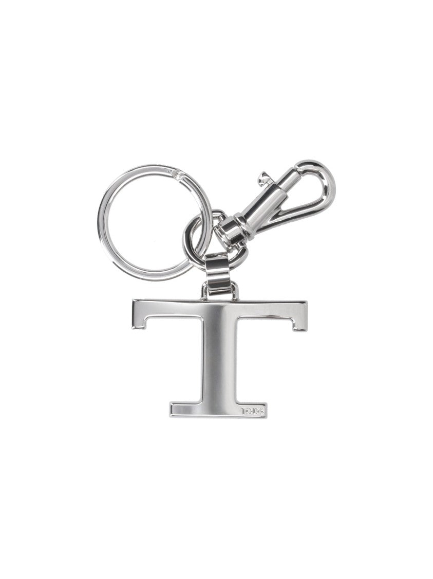 Tod's Silver Logo Metal Charm Keyring