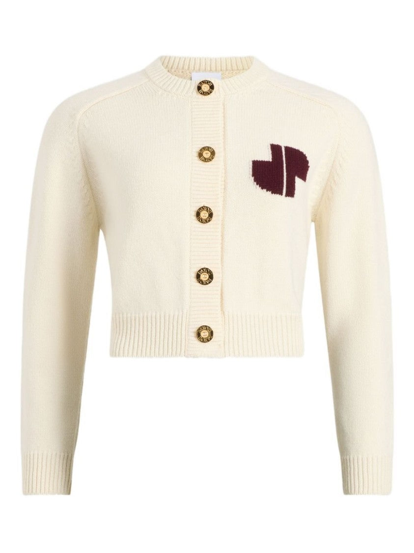 Patou Cropped Intarsia Cardigan With Decorative Buttons