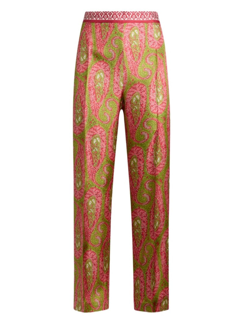 Etro Paisley Foliage Polyester Bootcut Pants