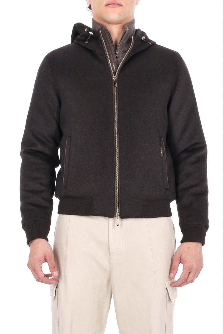Moorer Baby Cashmere Down-Padded Wool-Cashmere Bomber Jacket