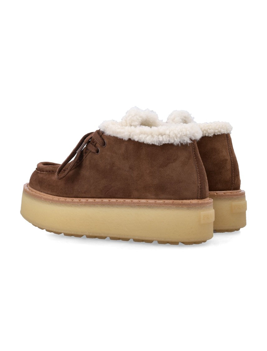Prada Suede Chukka Boots With Shearling Lining