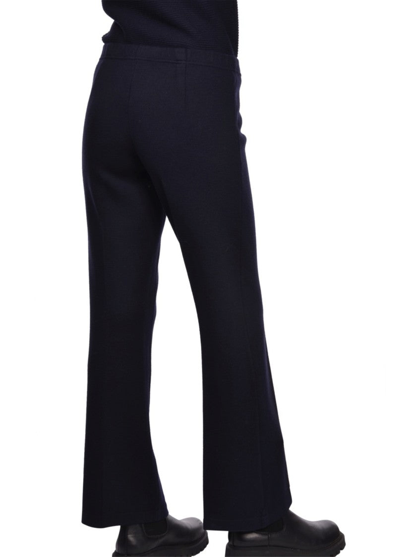 Gran Sasso Straight-Leg Black Wool Pants With Flared Hem