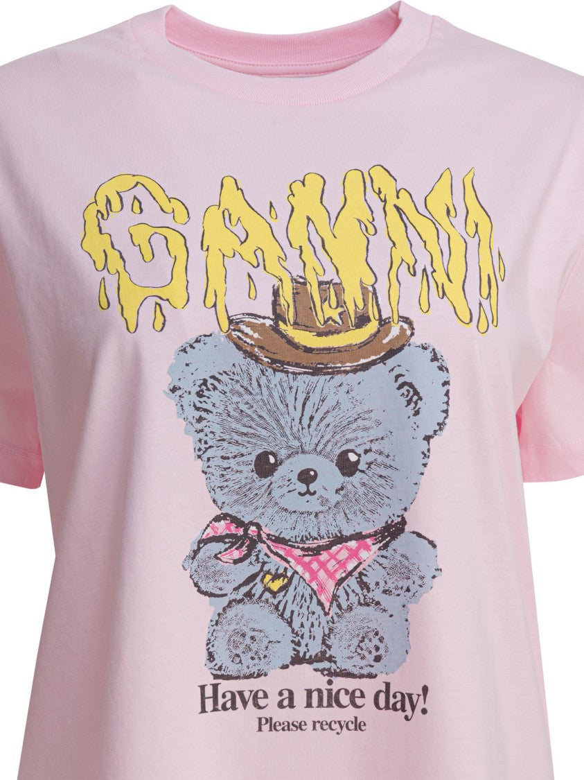 Ganni "Bear" Cotton T-Shirt