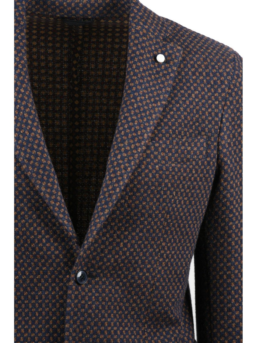 Luigi Bianchi Textured Rounded Jacket With Classic Lapel And Dual Pockets