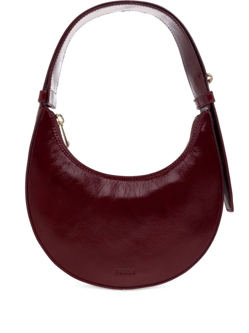 Furla Crescent-Shaped Handbag With Finish And Metallic Logo