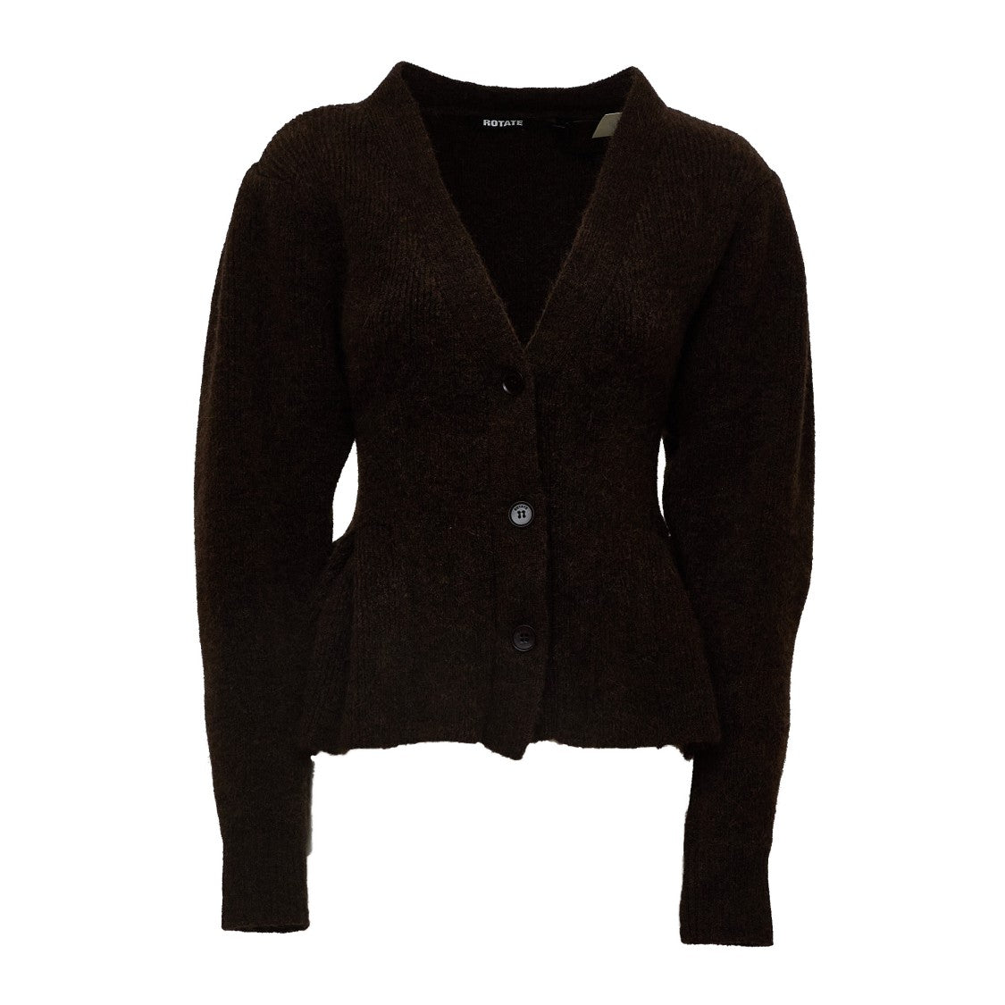 Rotate Pivot V-Neck Peplum Knit Cardigan