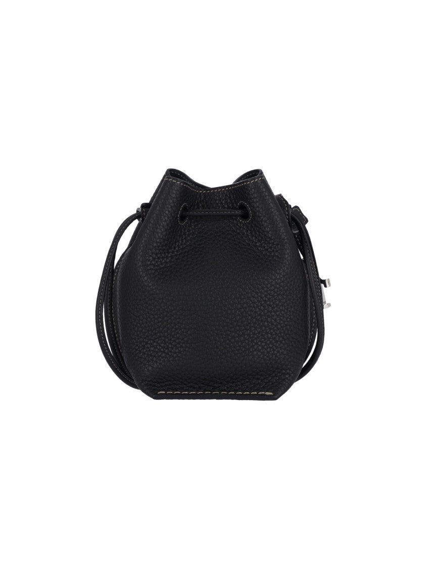 Tod's Micro Bucket Bag In Textured Black Leather
