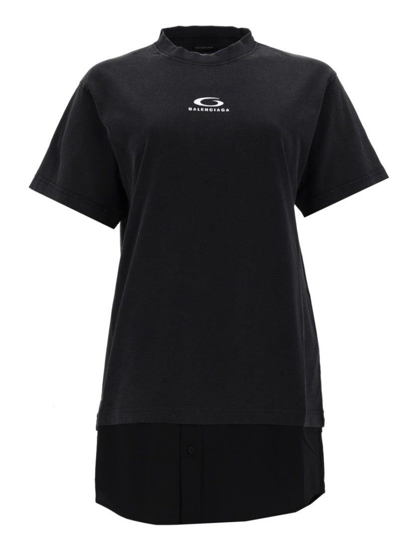 Balenciaga Hybrid Design Black Dress With Extended Hem