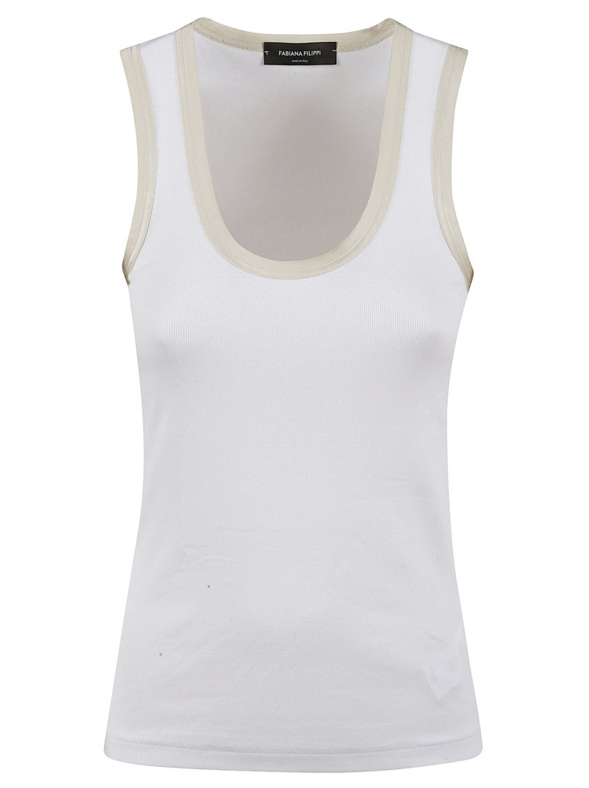 Fabiana Filippi Ribbed Tank Top With Scoop Neckline