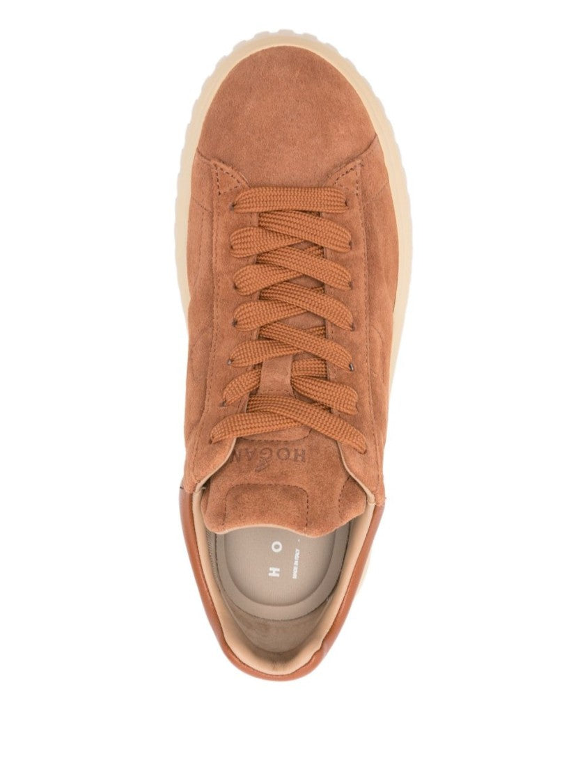 Hogan Brown Suede Sneakers With Leather Accents