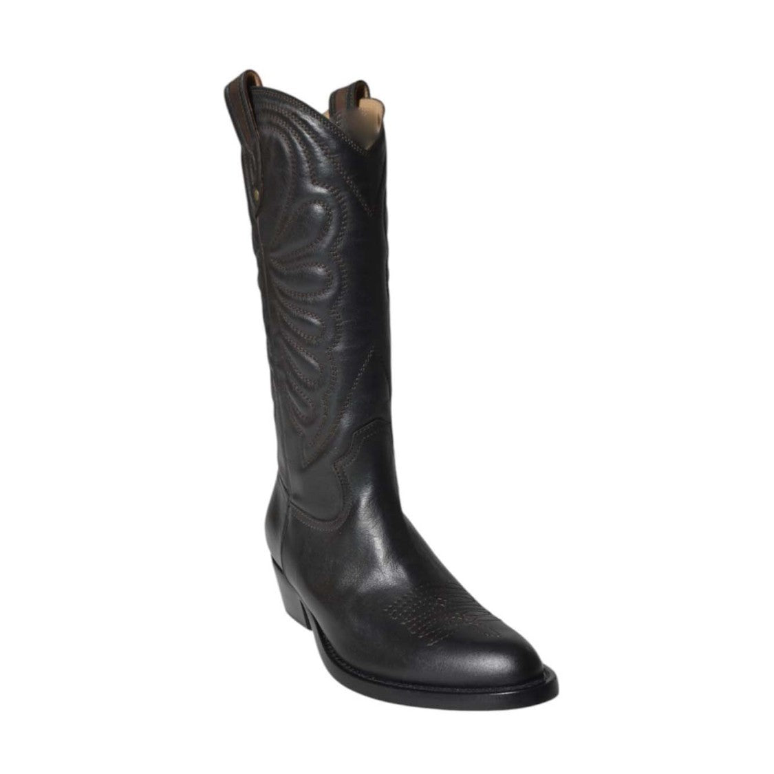 Paola D'arcano Black Leather Ohio Cowboy Boots
