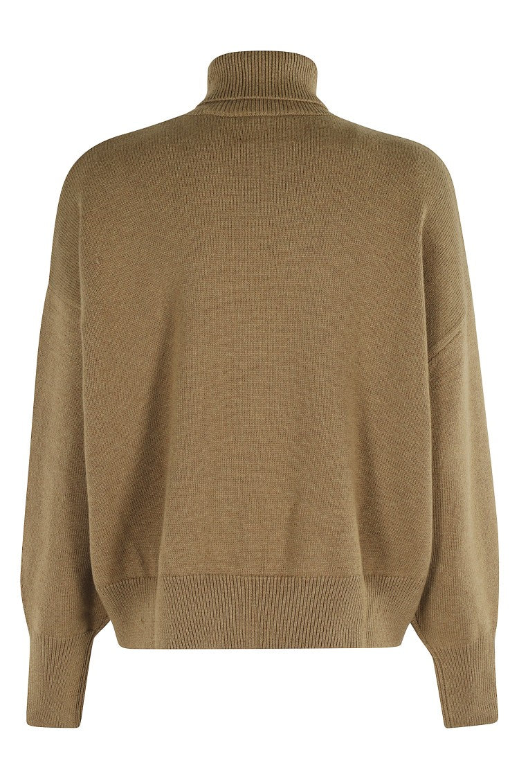 Isabel Marant Étoile High-Neck Khaki Sweater With Subtle Logo Detail
