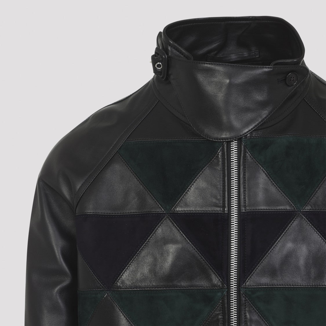 Lanvin Intarsia Black Calf Leather Bomber Jacket