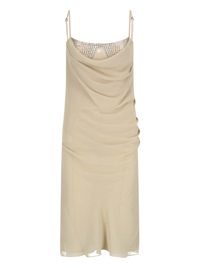 The Attico Strass Midi Dress – Beige