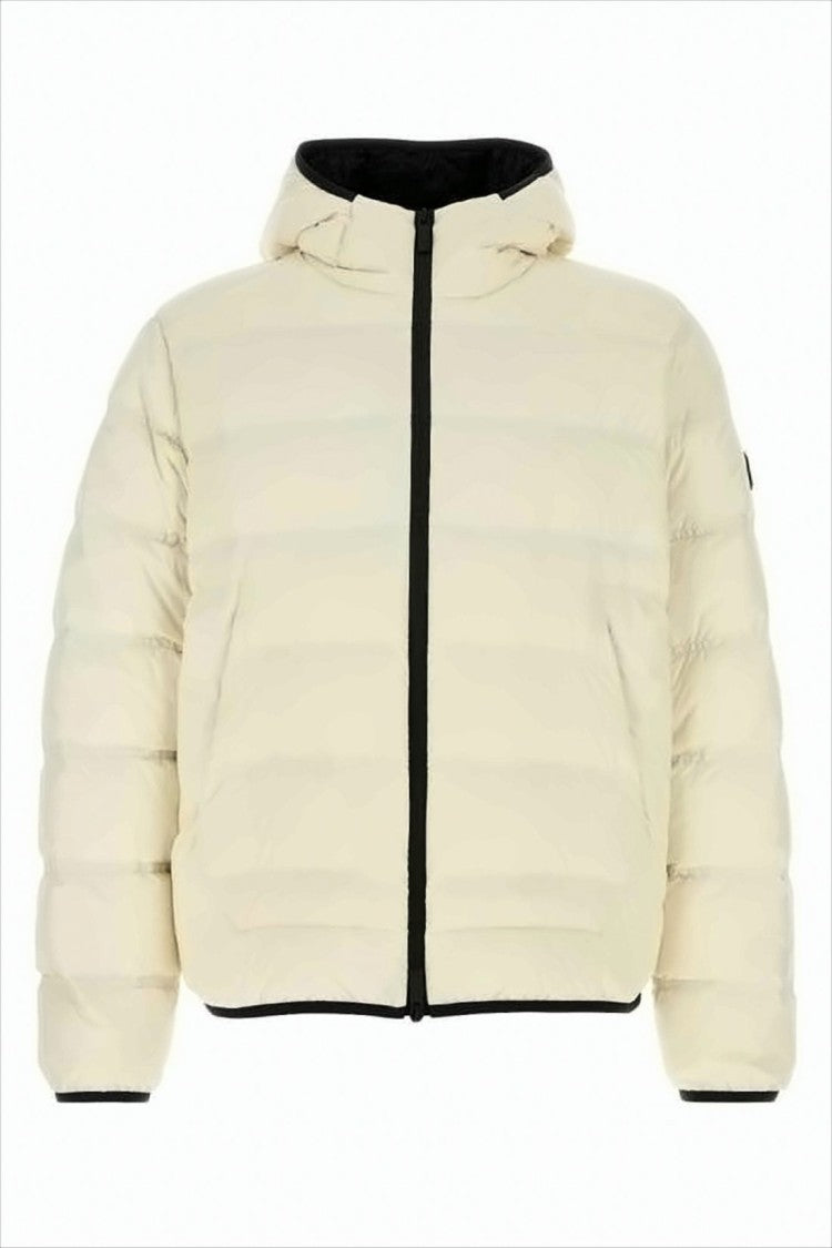 Moncler Quilted Down Jacket With Hood And Contrasting Trim