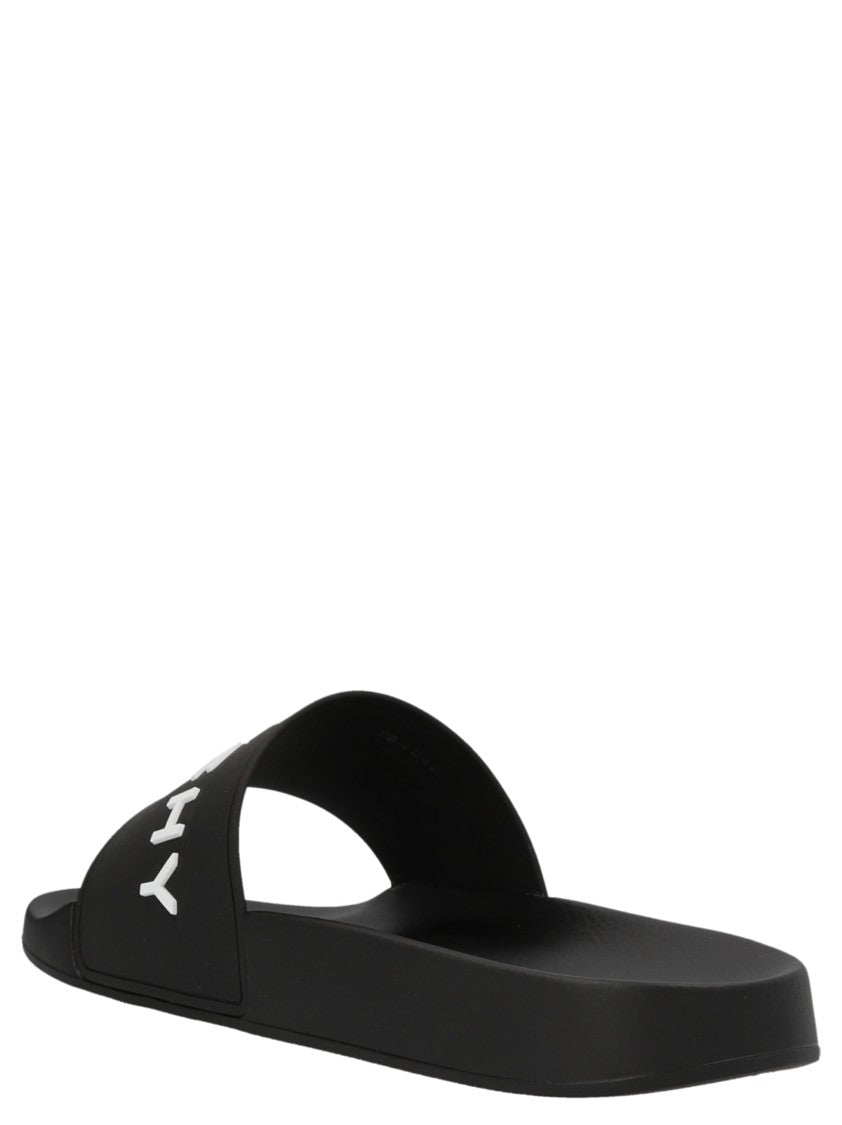 Givenchy Black Rubber Slides With Bold Logo
