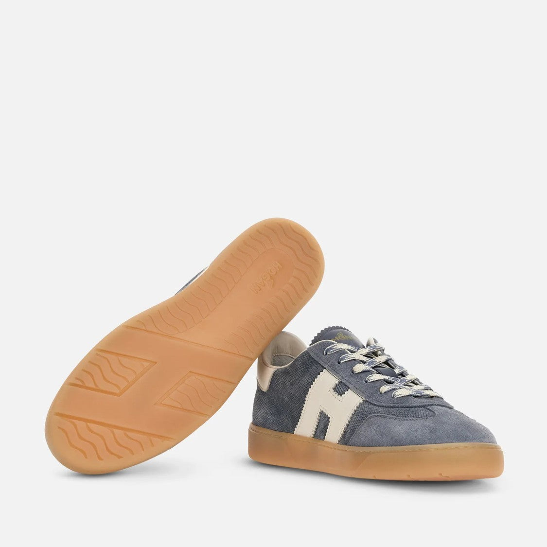 Hogan Cool Allacciato H Sneakers In Blue Denim