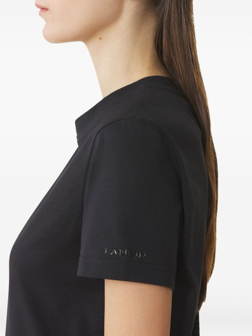 Lanvin Black Round Neck Tie Fastening Top