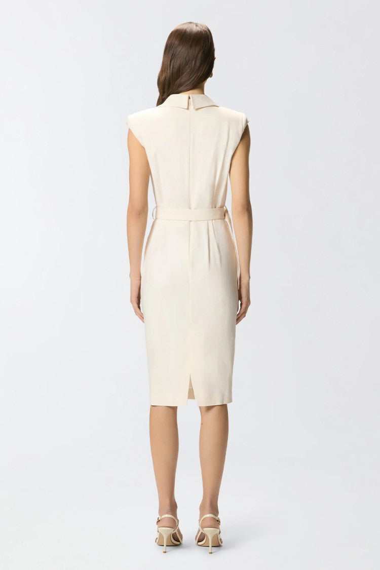 Pinko White Amadine Wrap-Effect Eyelet Belt Viscose-Blend Dress