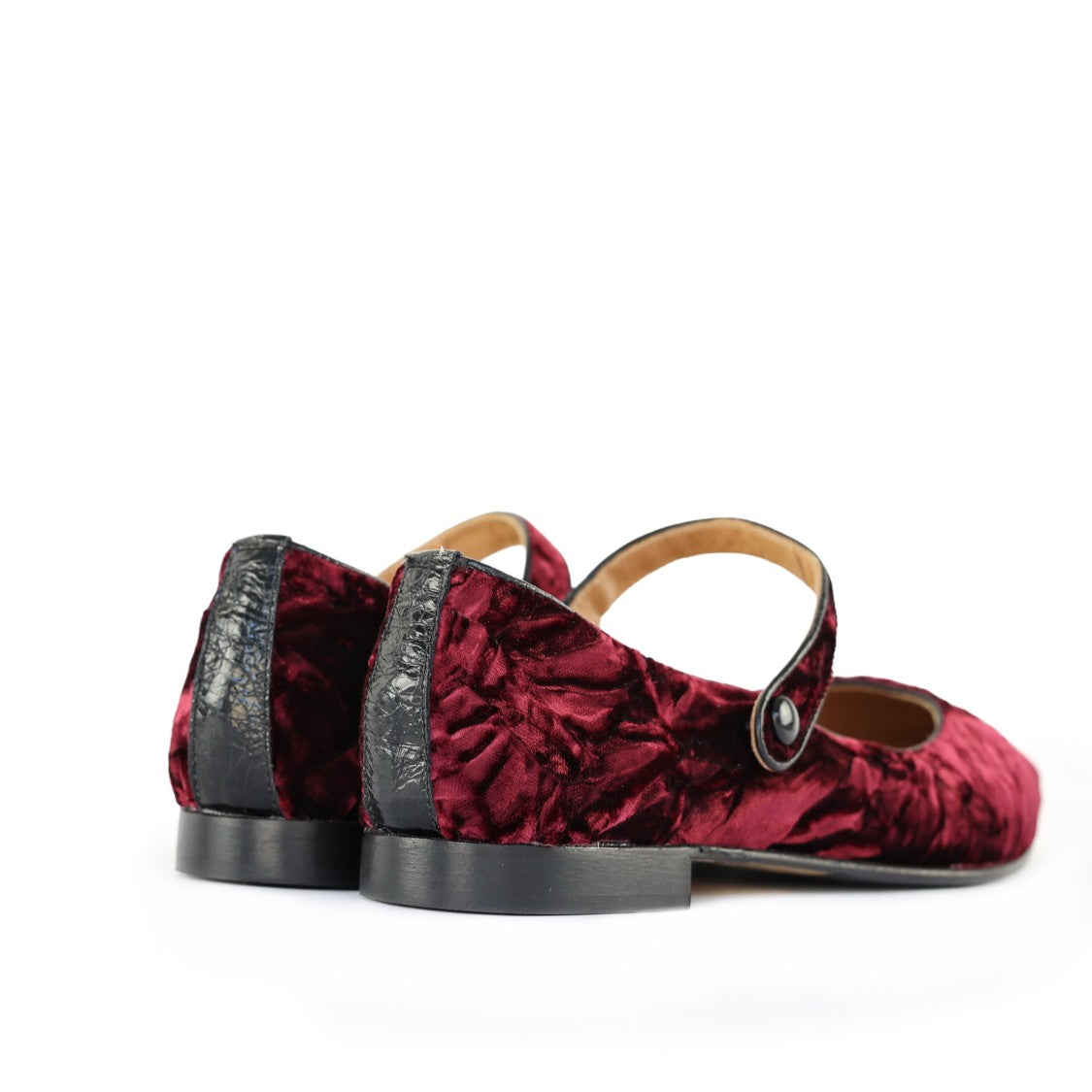 Ton Gout Pointed-Toe Croquet Velvet Ballerinas With Ankle Strap