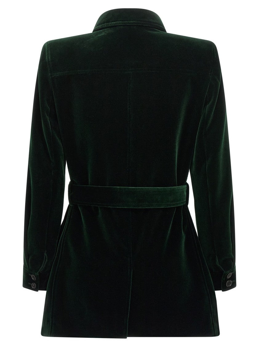 Saint Laurent Saharan Velvet Jacket With Front Button Closure