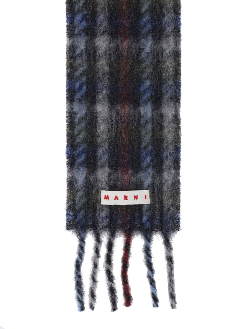 Marni Multicolor Striped Logo Scarf