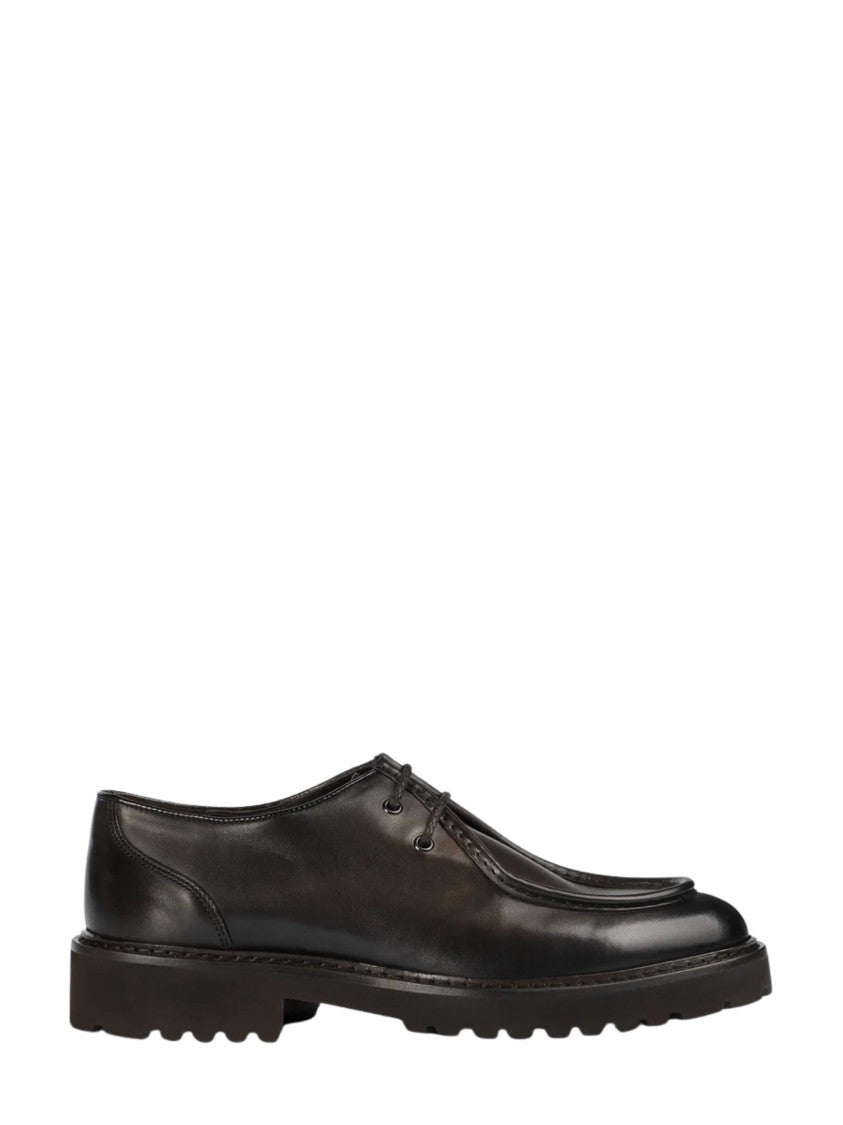 Doucal's Black Paraboot Polished Leather Brogues