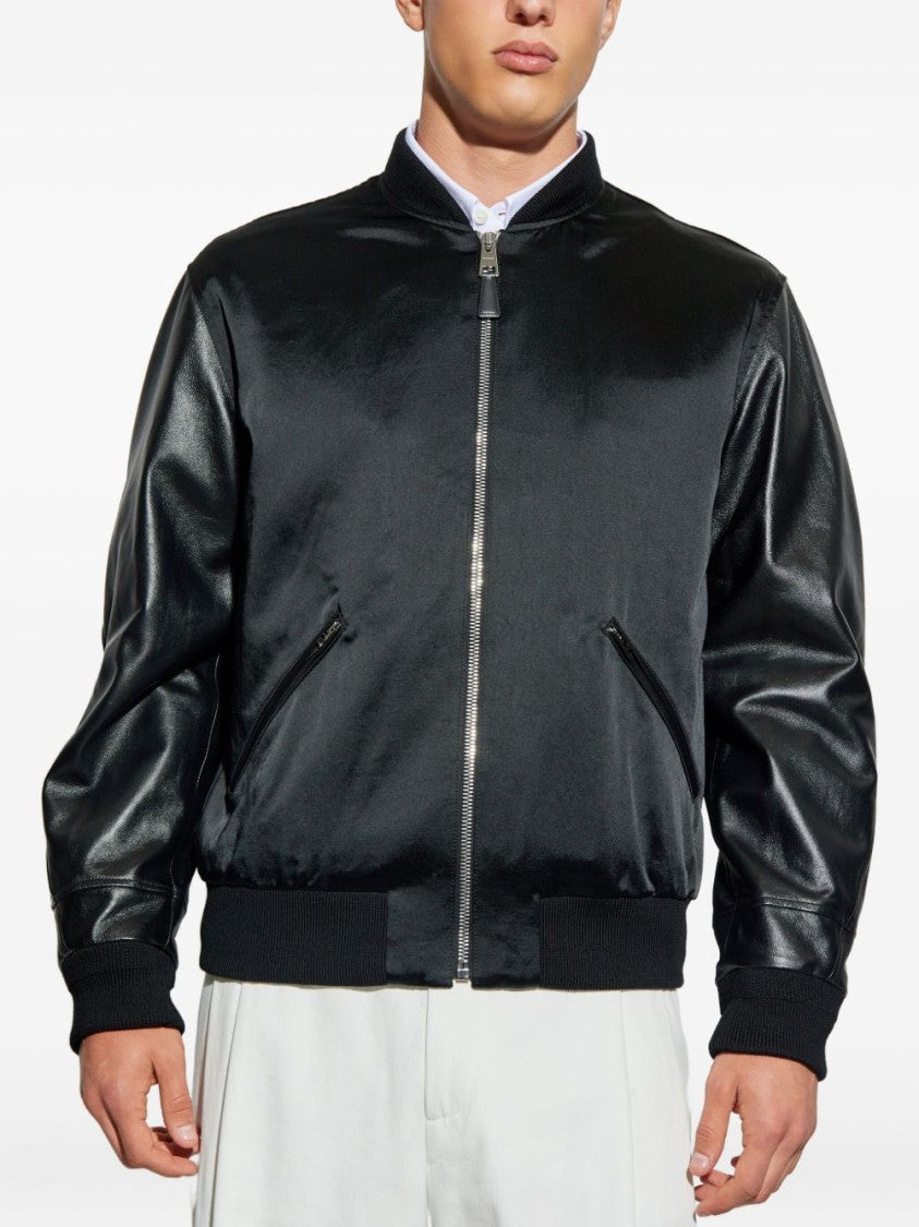 Givenchy Black Baseball Collar Ribbed Zip Jacket